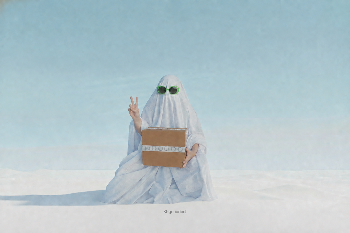 Geist mit Paket – KI-generiertes Bild