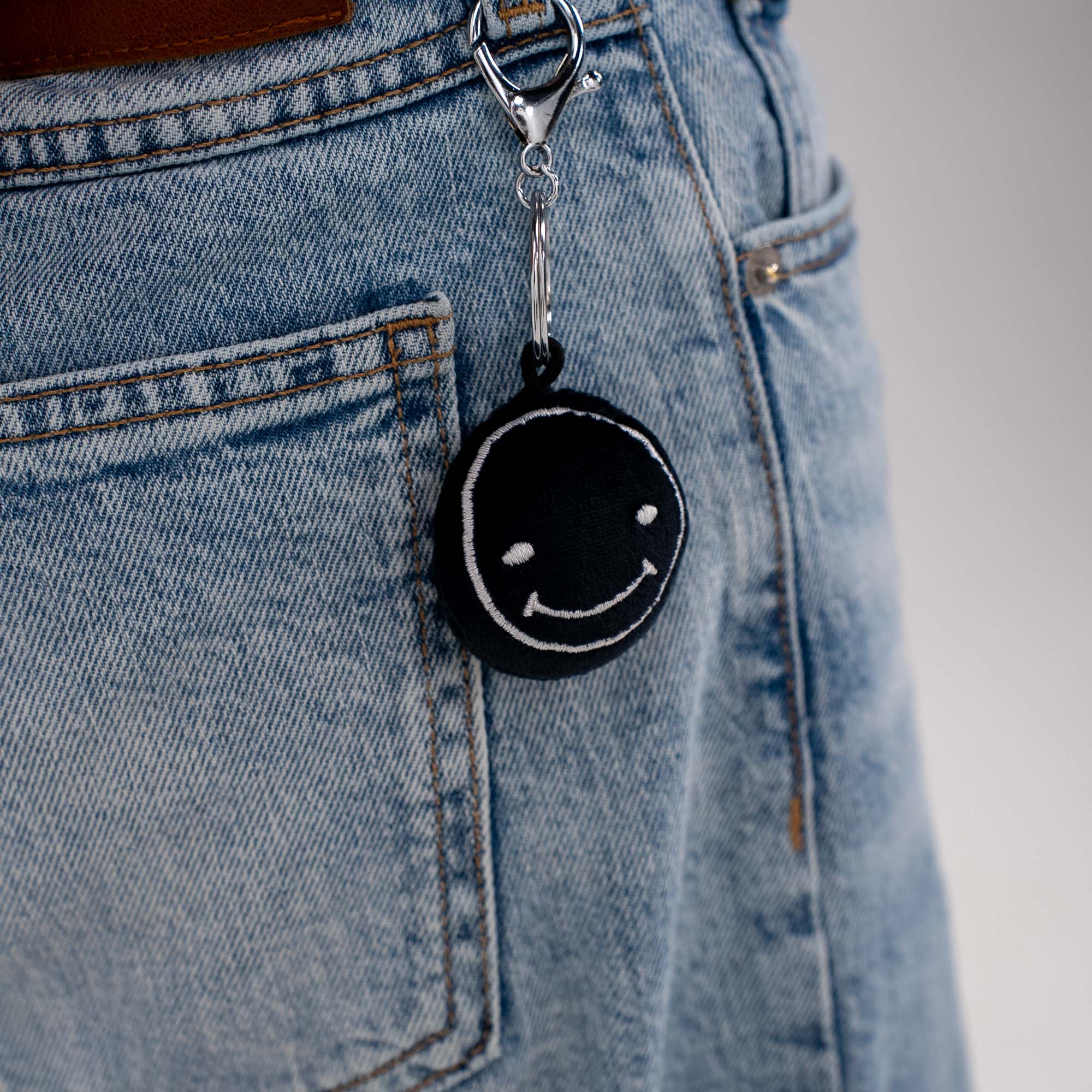 Smileyface Schlüsselanhänger schwarz