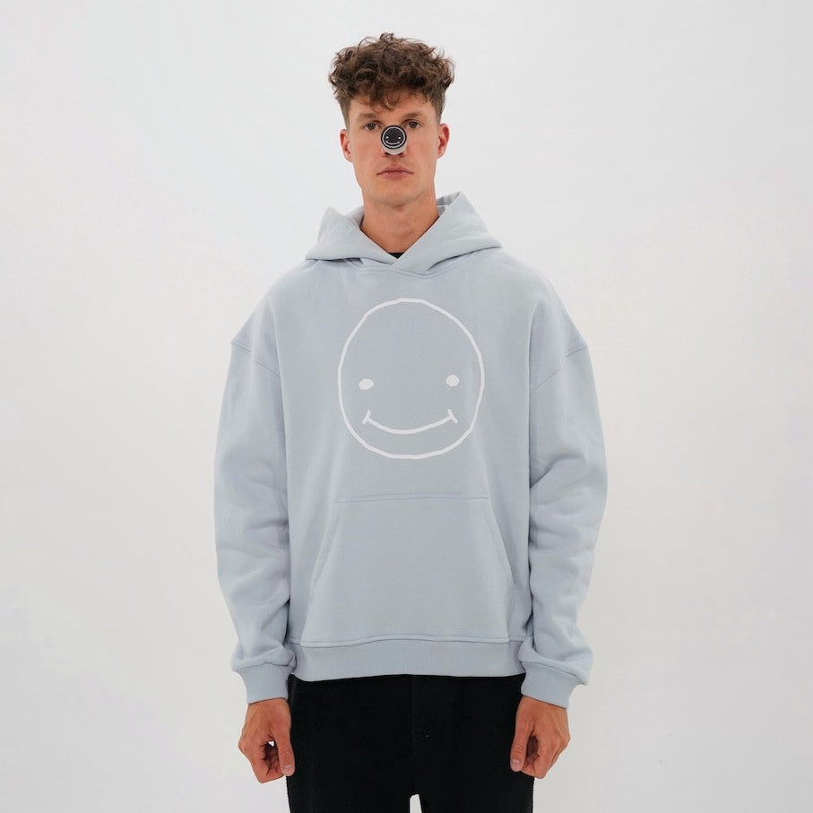 Smileyface Hoodie hellblau