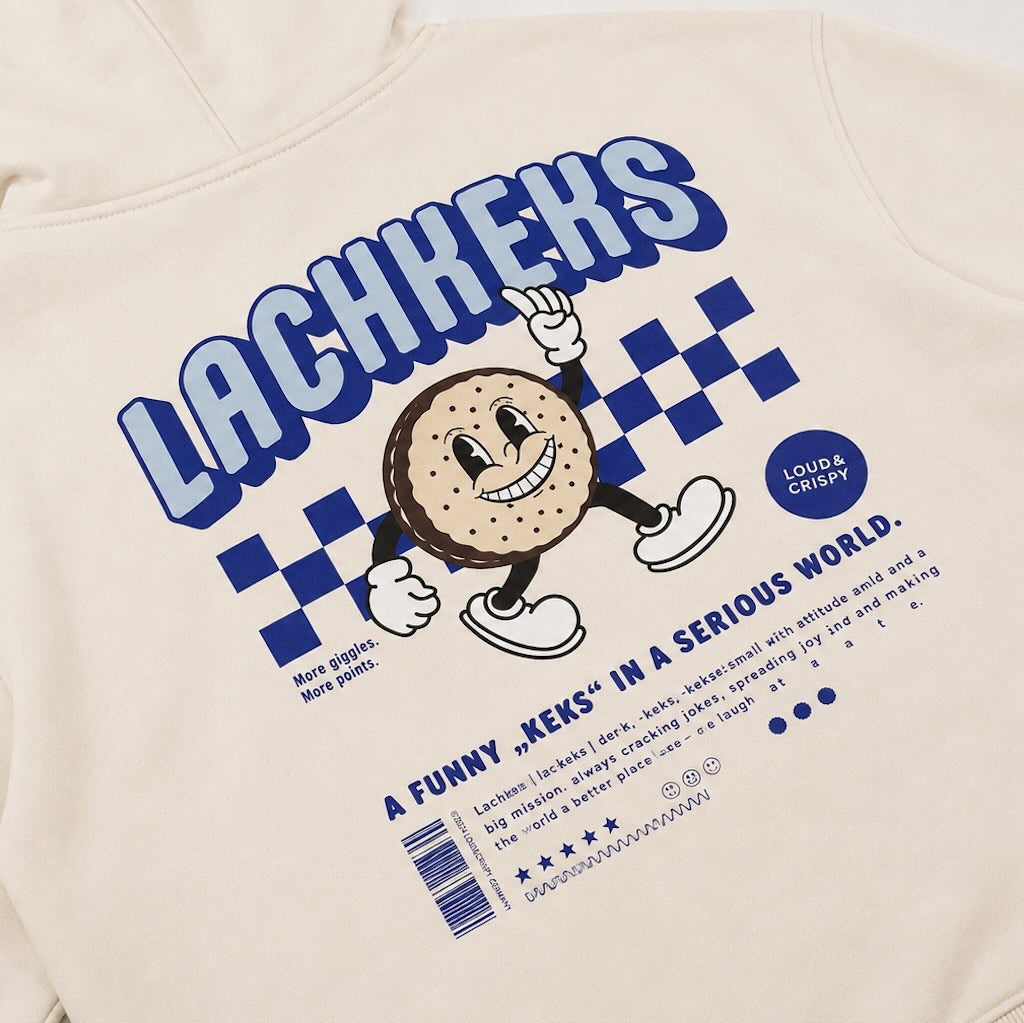Marshmallow Lachkeks Hoodie von LaserLuca, Lachkeks Print Nahaufnahme